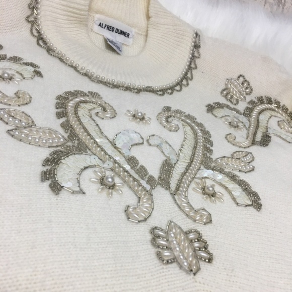 Alfred Dunner Vtg Xmas Sweater Embroidery Cottage Core Log Cabin Holiday Large - Picture 4 of 8